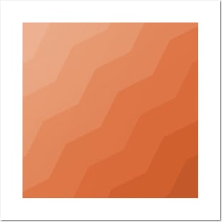 Orange / Brown diagonal zig-zag lines - Subtle minimalist pattern Posters and Art